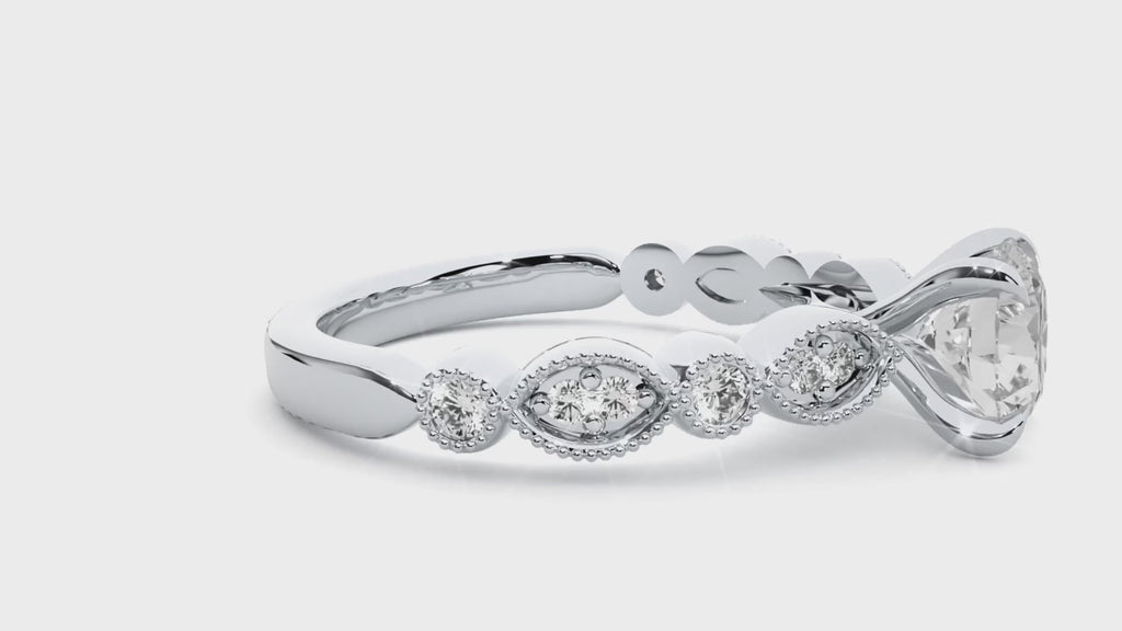 Round Diamond Ring – Design All Around with Solitaire Diamond in the Center