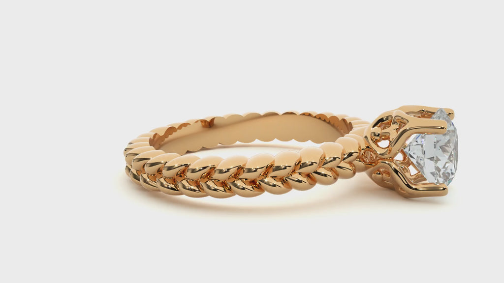 Round Diamond Ring – Solitaire Diamond with Beautiful Design Around the Gold Band