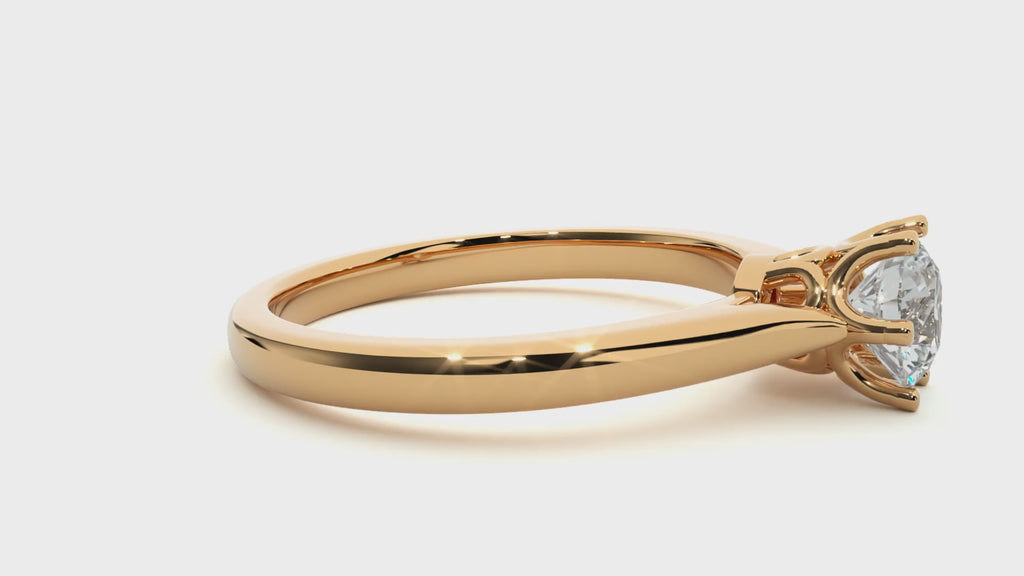 Elegant Round Diamond Ring – Hexagon-Inspired Design with Plain Gold Band