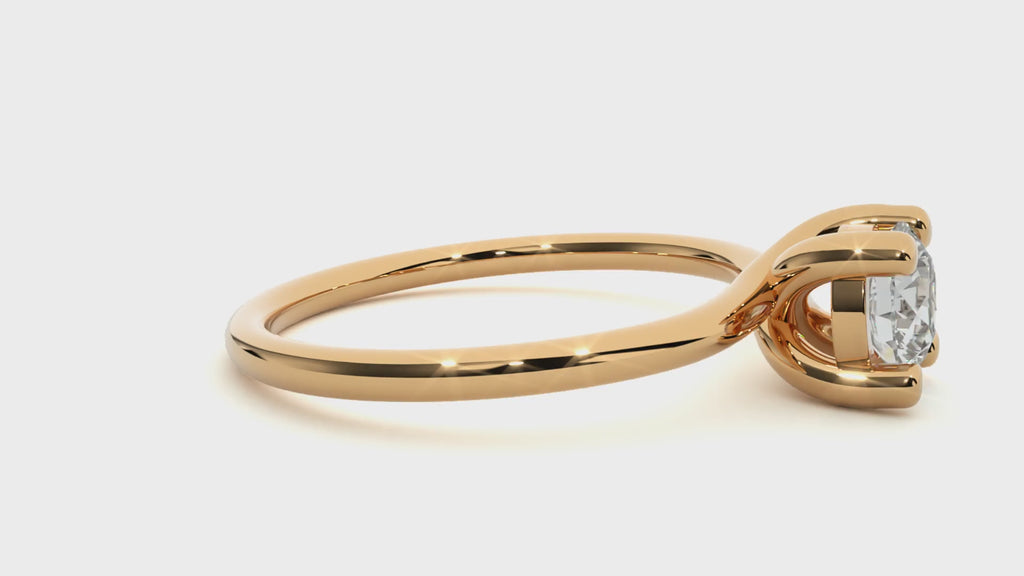 Classic Round Diamond Ring – Plain Band with Solitaire Diamond in the Center