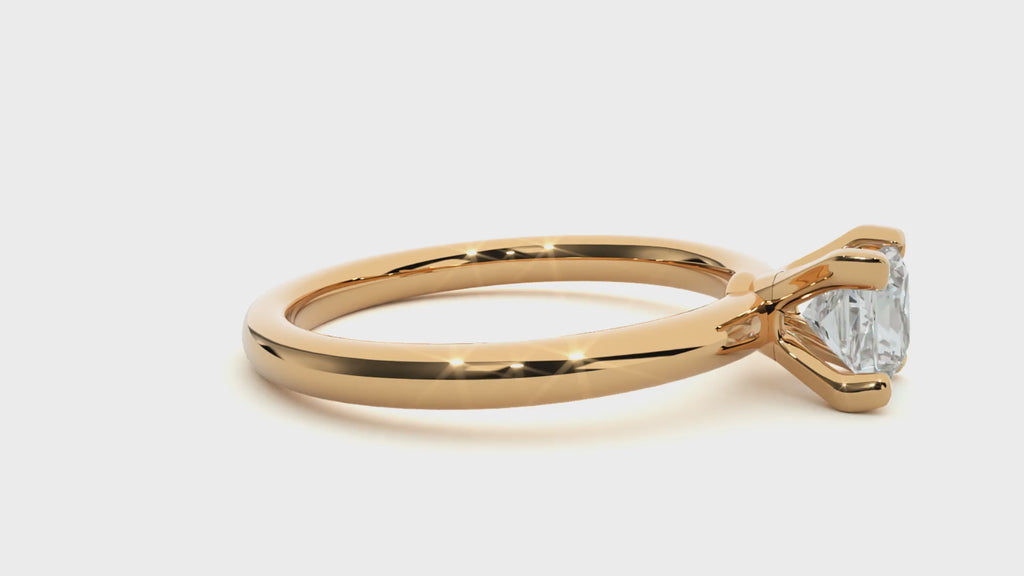 Princess Diamond Ring – Square Diamond Solitaire with Plain Gold Band