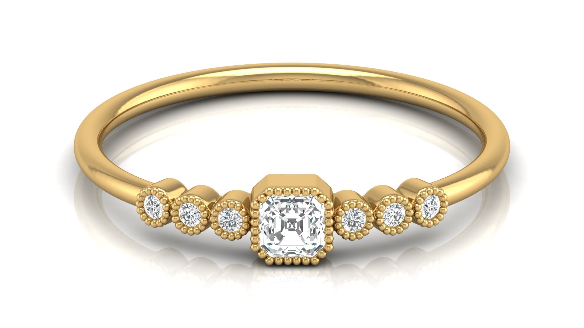 0.2 Ct Round + Emerald Diamond Ring