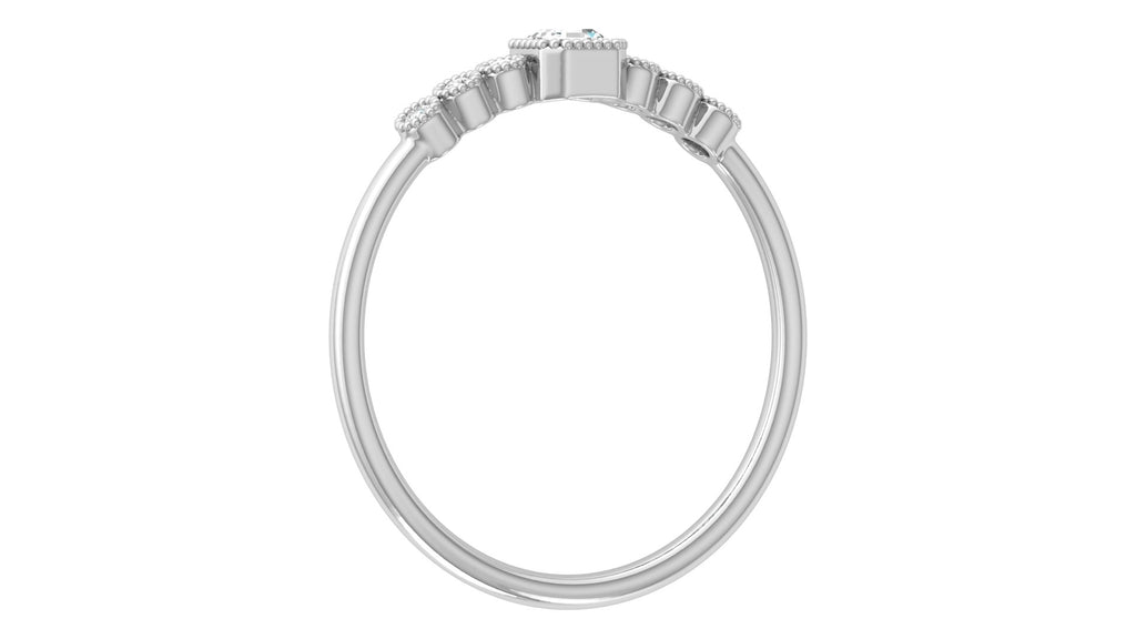 0.2 Ct Round + Emerald Diamond Ring