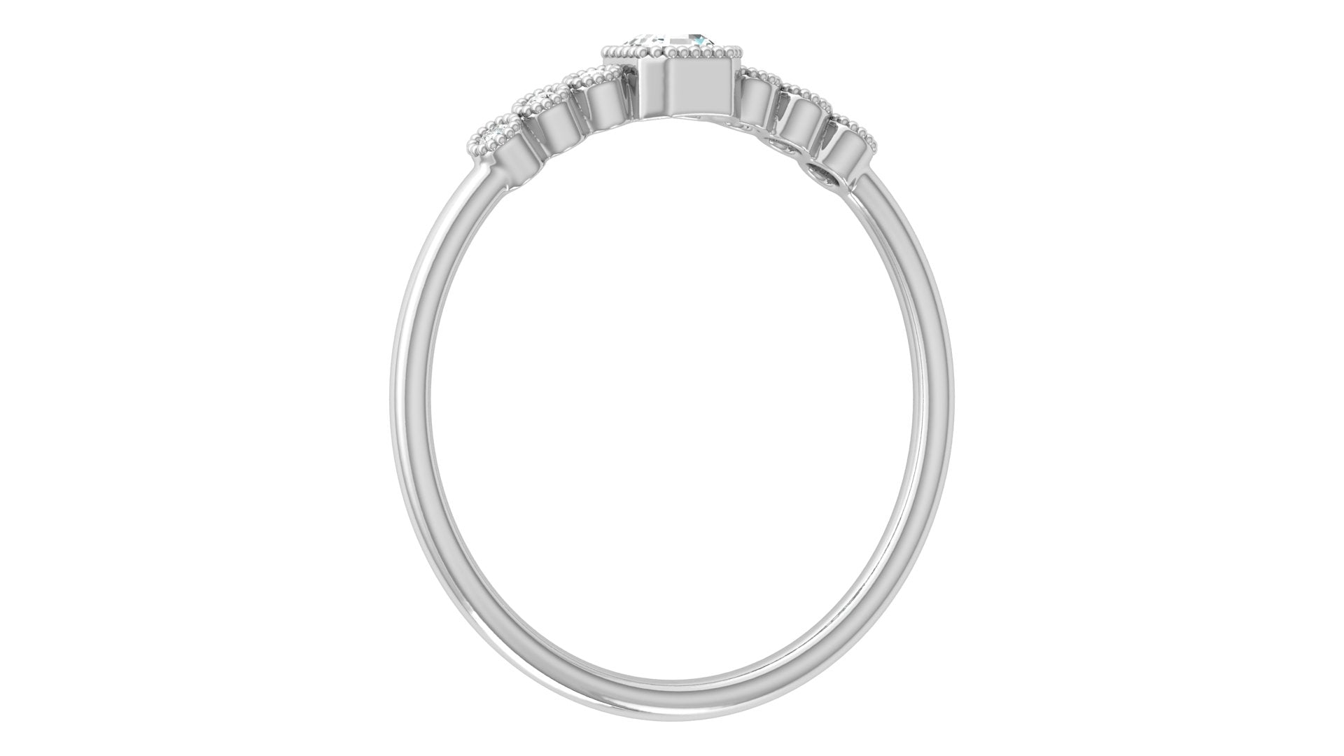 0.2 Ct Round + Emerald Diamond Ring